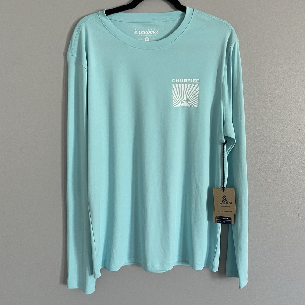 NWT - Chubbies Kind of a Big Teal Sun Crew Sun Shirt Rashguard UPF 50+ - Adult M